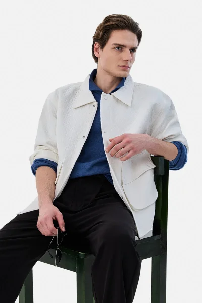 سنيتش Double Pocket Snap Button Zipper Jacket